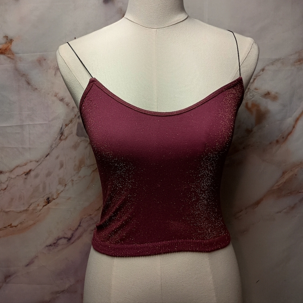 Intimately By Free People Gold Shimmer Cropped Cami Tank Top